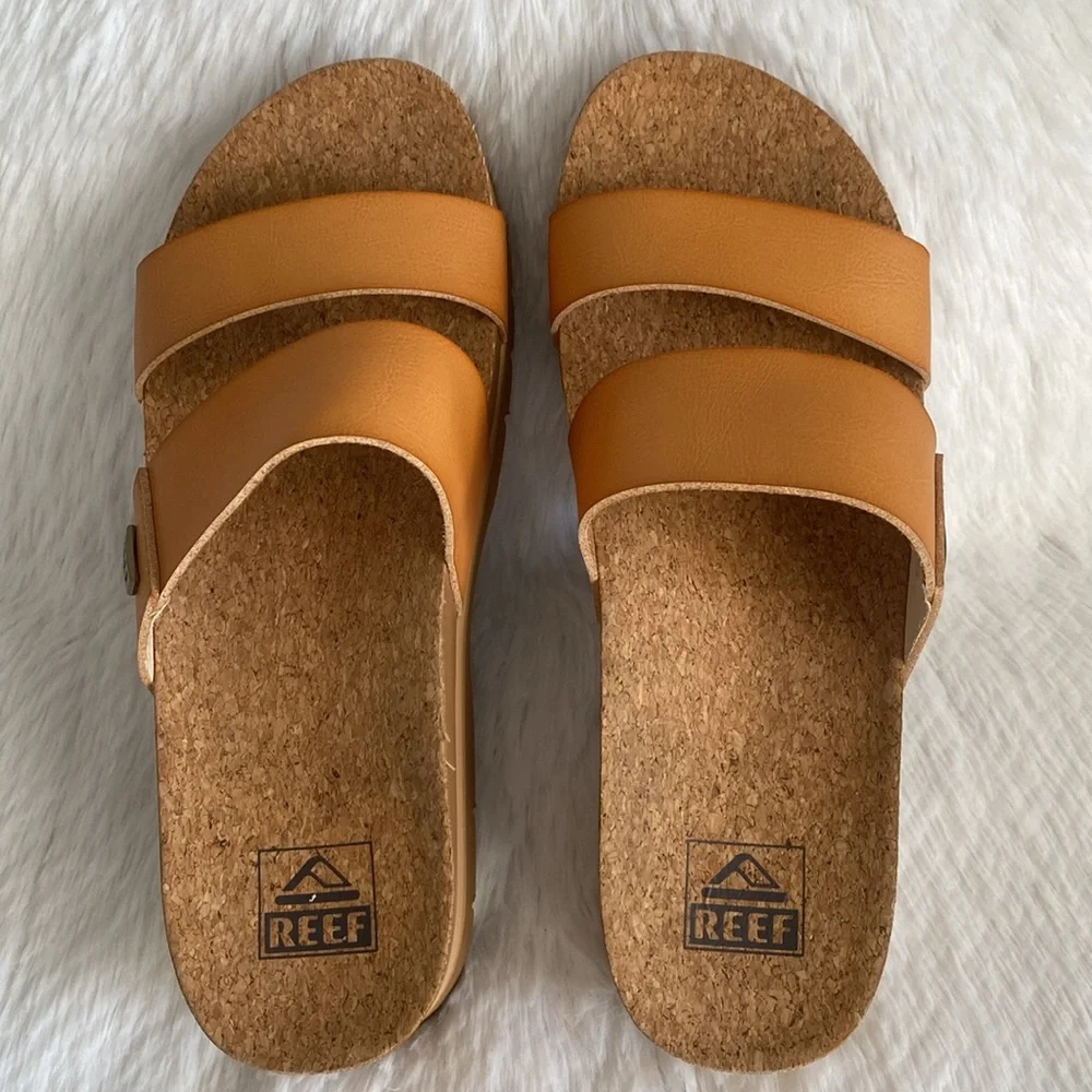 REEF Vista Higher Two Strap Slide Tan Sandals - Picture 4 of 11